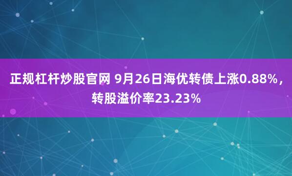 正规杠杆炒股官网 9月26日海优转债上涨0.88%,转股溢价率23.23%